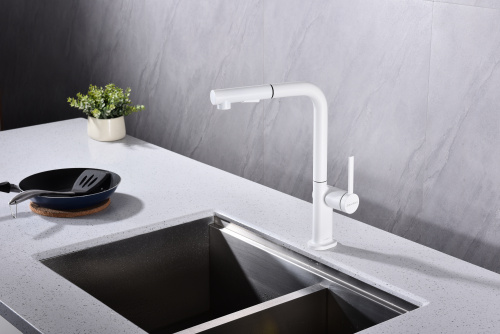 Смеситель для кухни Paulmark NEO Ne214419-WH на раковину белый матовый - фото 2