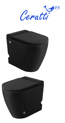 Унитаз приставной Cerutti SPA CT10199 черный матовый с сиденьем микролифт безободковый импульсный смыв - фото 3