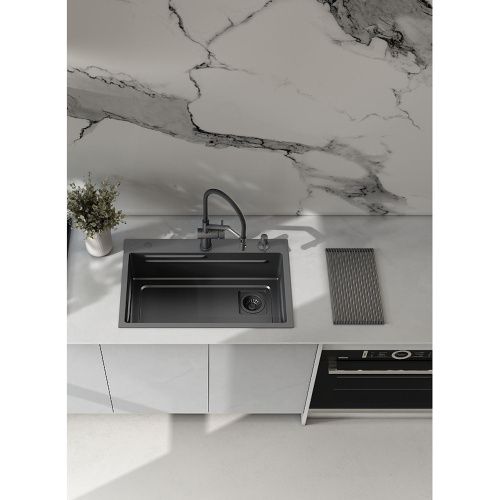 Кухонная мойка Raglo R702 R702.7246.09 72х46 цвет графит поверхность матовая - фото 4