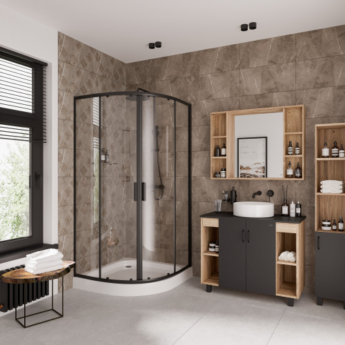 Душевой уголок Niagara Nova 68070811BLACK 100х100 стекло прозрачное профиль черный без поддона - фото 2