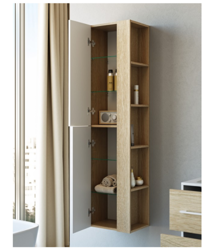 Шкаф-пенал Aqwella Y Mai.05.04 40х30х159 подвесной цвет белый/коричневый - фото 2