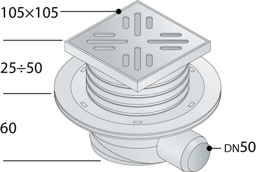Душевой трап OMP Tea Wang 265.201.8 в пол - фото 2