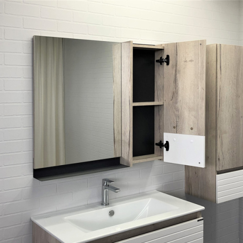 Зеркало-шкаф Comforty Страсбург 00-00006573CF 90х14х80 подвесной цвет дуб дымчатый - фото 4