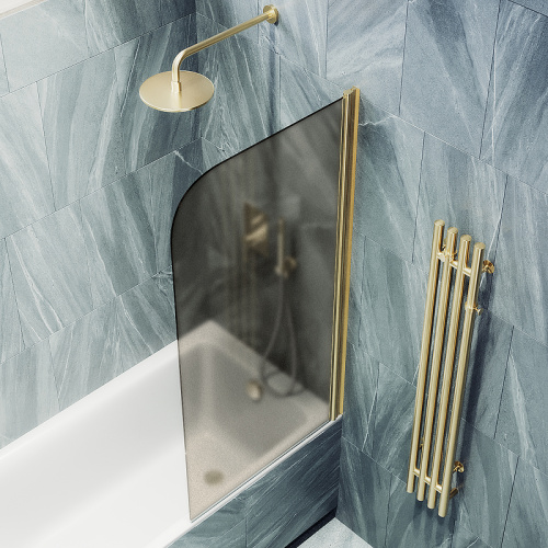 Душевая шторка на ванну Maybah Glass MGV-612-3 60х140 стекло тонированное профиль золото глянцевое ориентация универсальная - фото 4