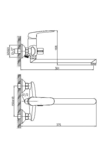 Cмеситель для ванны и душа Haiba HB22183 настенный хром - фото 2