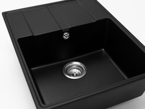 Кухонная мойка Grandex Aqua 600315 65х50 цвет черный металлик поверхность матовая - фото 5