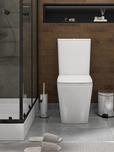 Унитаз напольный с бачком Teymi Helmi T40306 белый с сиденьем микролифт безободковый смыв торнадо - фото 4