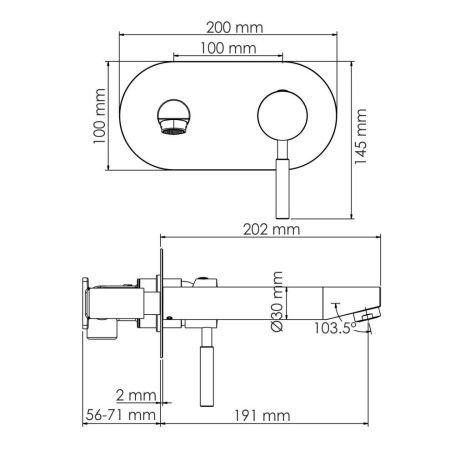 Смеситель для раковины Wasserkraft Wern 4200 4230 встраиваемый в стену никель