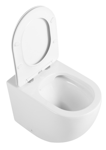 Унитаз приставной Iberica Blanca Bilbao alto IB.BLA.331.1B1 белый с сиденьем микролифт безободковый каскадный смыв - фото 5