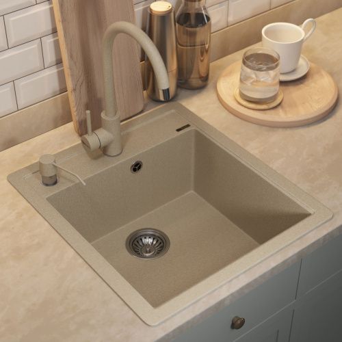 Кухонная мойка Uperwood Quartz Premium UPD-07 3910202125 45х50 цвет бежевый поверхность матовая - фото 3
