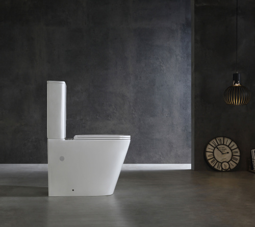 Унитаз напольный с бачком SantiLine SL-5026 цвет белый с сиденьем микролифт безободковый смыв воронка-водоворот - фото 3