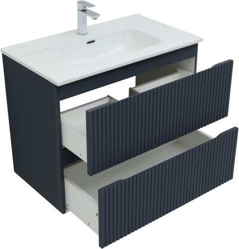Тумба под раковину Aquanet Джейн (Flat) 00335429 80х46х64 подвесная цвет синий - фото 3