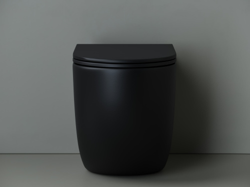 Унитаз приставной Ceramica Nova METROPOL CN4004MB черный матовый с сиденьем микролифт безободковый душевой смыв - фото 4