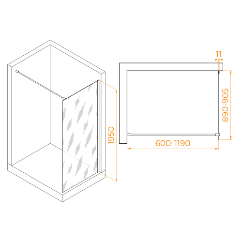 Душевая перегородка RGW Walk In 35100209-34 90х195 стекло тонированное профиль черный - фото 2