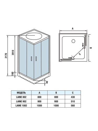 Душевая кабина WeltWasser WW500 LAINE 1002 (10000003263) 100х100 с крышей ориентация универсальная - фото 2