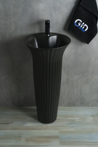 Раковина керамическая Gid Autonomo 81114 41х41 напольная цвет черный 1 отверстие под смеситель - фото 3