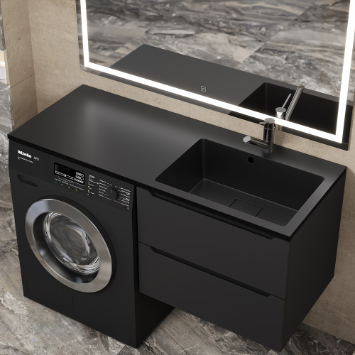 Раковина кварцевая Uperwood Cosmos Quartz RCosmos120RU 120х48 над стиральной машиной цвет черный - фото 2