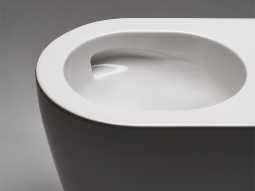 Чаша унитаза приставная Hatria FUTURA Y9B901 цвет белый глянцевый без сиденья безободковая душевой смыв - фото 2