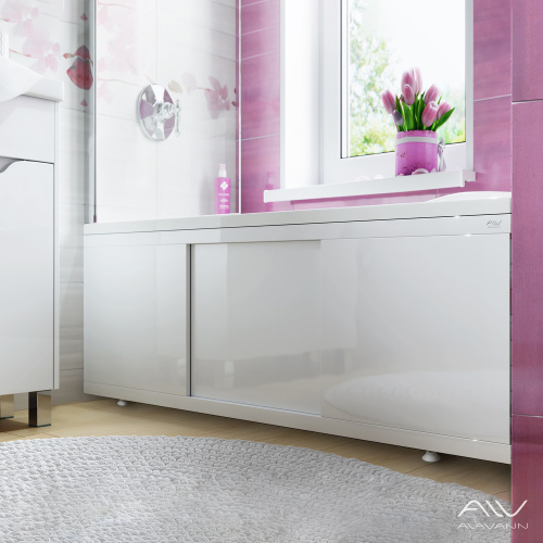 Экран под ванну Alavann Crystal 180 см ALV0258001 фронтальный МДФ раздвижной белый - фото 2