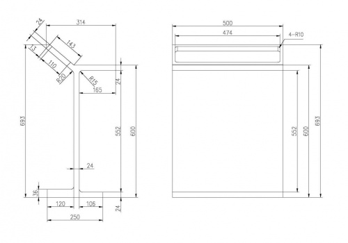 Столик для ванной комнаты ABBER Stein AS1637MB - фото 2