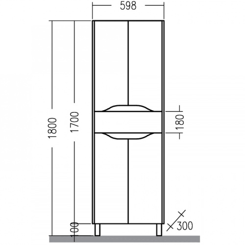 Шкаф-пенал СанТа Сатурн 700375 60х30х170 напольный цвет белый/дуб австрийский - фото 3