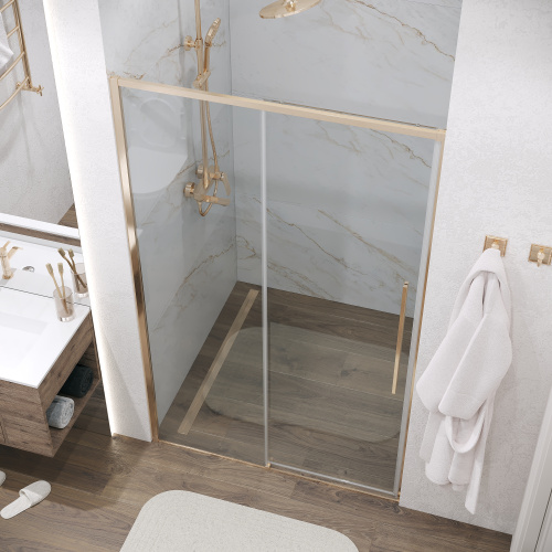 Душевая дверь Grossman Galaxy 100.K33.01.130.32.00 130х195 стекло прозрачное профиль золото глянцевое - фото 5