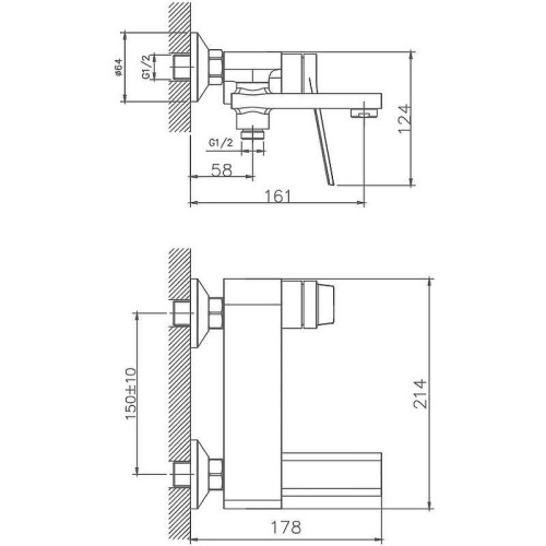 Cмеситель для ванны и душа Haiba HB60572 настенный хром - фото 3