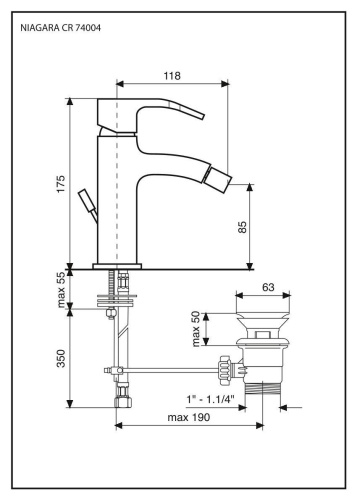 Смеситель Emmevi Niagara 74004/NEO на биде черный матовый - фото 2