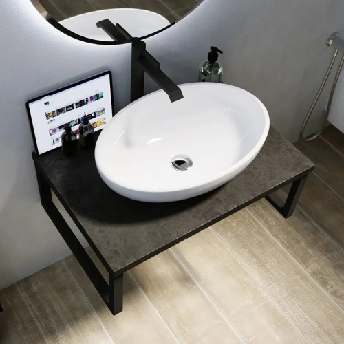 Столешница 1MarKa Grunge Loft У85838 100х48 накладная цвет бетон темно-серый - фото 3