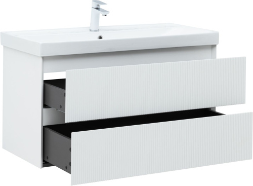 Тумба под раковину Aquanet Альтера 00337157 99х45х52 подвесная цвет белый - фото 4