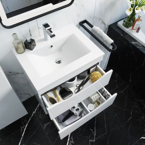 Раковина из сантехнического фарфора IDDIS  0136000i28 60х47 полувстраиваемая цвет белый 1 отверстие под смеситель - фото 2