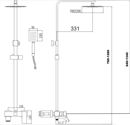 Душевая стойка Fmark FS8645-1 настенная цвет сатин - фото 3
