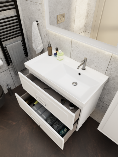 Тумба с раковиной La Fenice Cubo TWIN NFNC-01-CUB-B-90-2-1-90-2R 100х50 подвесная цвет белый - фото 5