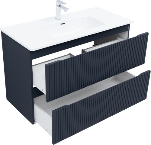 Тумба под раковину Aquanet Джейн (Flat) 00335431 100х45х64 подвесная цвет синий - фото 4