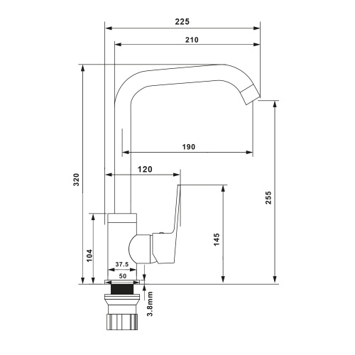 Смеситель для кухни WesnaArt Nova NOV03-150Black на мойку черный - фото 2