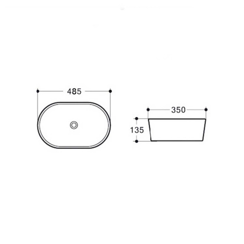 Раковина из сантехнического фарфора Vincea VBS-301 49х35 накладная цвет белый без отверстий под смеситель - фото 3