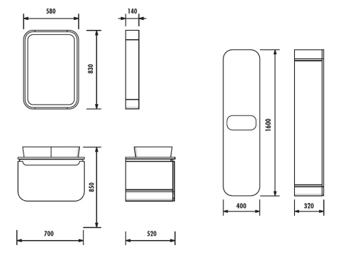 Шкаф-пенал Creavit Pion Plus PN2160.01.GR 40х32х160 подвесной цвет серый - фото 2