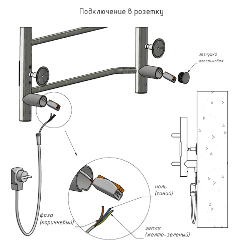 Полотенцесушитель Тругор Пэк Пэк6/6050 55х60 электрический хром - фото 3