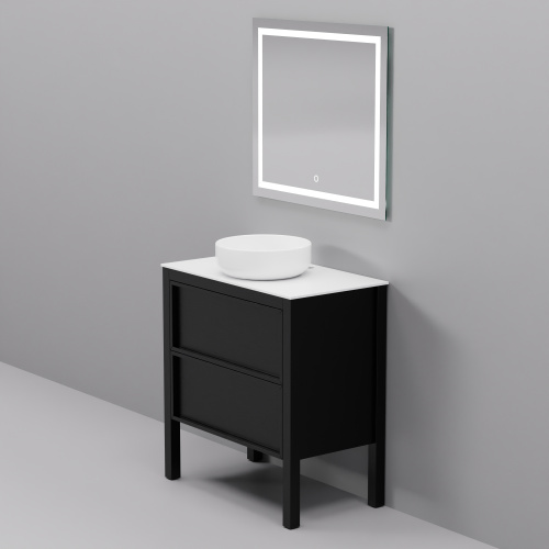 Тумба с раковиной+зеркало Art Decco Elisa (Элиса) AES08F78S3M0 80x45x85 напольная цвет черный дуб - фото 3