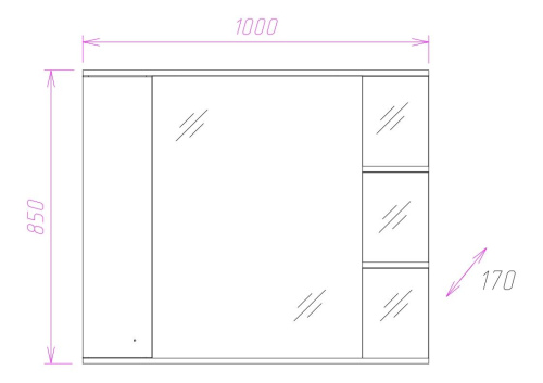 Зеркало-шкаф Onika Эльбрус 210004 100х17х85 подвесной цвет белый - фото 3