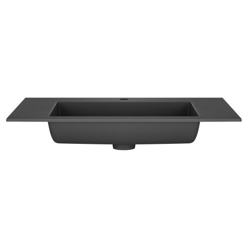 Раковина из искусственного камня Vincea VCB-13800B 80х50 встраиваемая цвет черный 1 отверстие под смеситель - фото 2