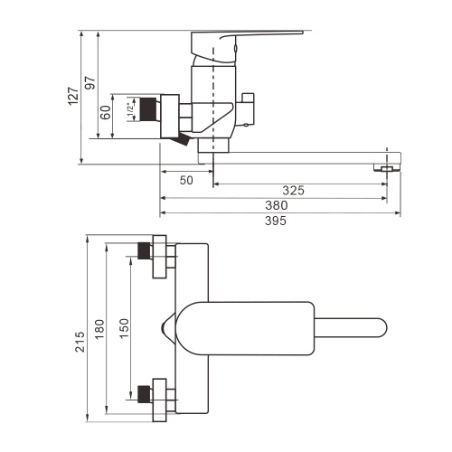 Смеситель для ванны WesnaArt Ray RAY11-320 настенный хром - фото 2