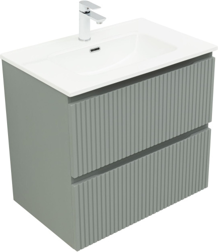 Тумба под раковину Aquanet Джейн (Flat) 00335433 70х46х64 подвесная цвет зеленый/серый - фото 5