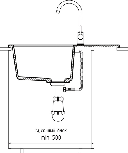 Кухонная мойка Granfest Quadro Q-650L серый 65х50 цвет серый поверхность матовая - фото 4