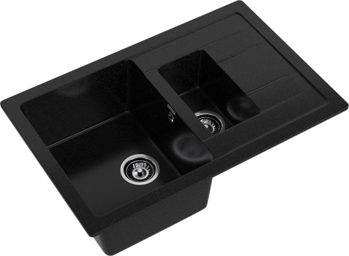 Кухонная мойка Granfest Quadro Q-775KL черный 77х50 цвет черный поверхность матовая - фото 2
