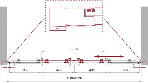 Душевая дверь BelBagno UNO-195 UNO-195-B-BF-2-170-P-Cr стекло рифленое профиль хром глянцевый - фото 2
