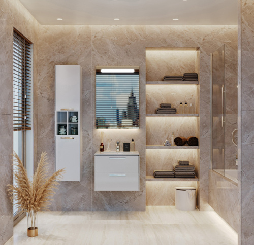 Шкаф-пенал Roca Lago 7857297806 35х28х166 подвесной цвет белый глянцевый - фото 4