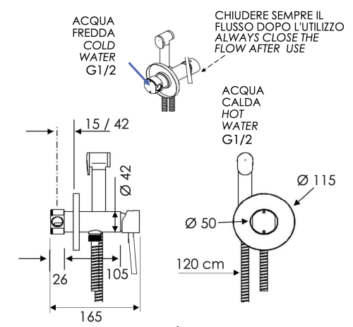 Гигиенический душ со смесителем Remer N65W хром - фото 2