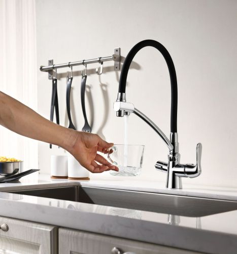 Смеситель для кухни LeMark Comfort LM3070C на мойку черный/хром - фото 2