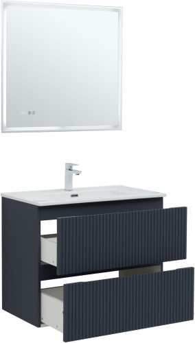 Тумба под раковину Aquanet Джейн (Flat) 00335429 80х46х64 подвесная цвет синий - фото 4